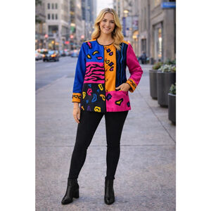 Women's Indigo Moon Jacket Size M Multi-color Holiday Clearance